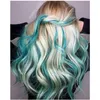 2021 Fashion 360 Frontal Short Wavy Wigs Blonde Ombre Green Color Brazilian Hair Lace Lace Pront For Women Cosplay8515154