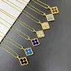 2021 Vintage couleur unie chanceux trèfle à quatre feuilles pendentif colliers mère coquille charme pour les femmes cuivre collier bijoux italien artisanat cadeau
