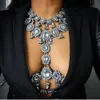 Miwens 2021 Trendy Large Metal Crystal Chains For Women Classic Sexy Club Bright Big Stone Necklace Body Jewelry