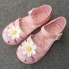 Blomma skor våren sommargelé sko solros sandaler baotou flicka non-slip kids sandal toddler svart färg