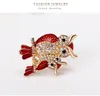 Hibou rouge broche Animal femmes hommes vêtements collier bijoux émail strass Couple broches broches