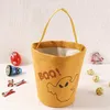 US STOCK Halloween Canvas Bucket Bags Cartoon Pumpkin Vampire Ghost Witch Kids Handbags Candy Gift Bags 591