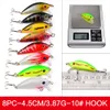 56 sztuk / partia Przywiertak Kit Mieszany, w tym Minnow Crankbait z haczykami do Salwater Freshwater Trout Bass Losmon