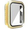 Glass Film Full Diamond PC Cases for Smart Watch Series 40mm 44mm 38mm 42mm Screen Protector Bumper Cover