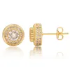 Hip Hop Round Button CZ Stud Earrings for Men Women 3d Side Simulated Jewelry