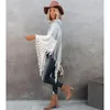 Kobiety Sweter Patchwork Tassel Dzianiny Z Długim Rękawem Loose Casual Cloak Winter Top Autumn 210524