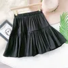 Surmiitro sommar mini pläterad kjol kvinnor koreansk stil svart vit blå all match hög midja en linje kjol kvinna 210712