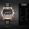 Sinobi Top Luxury Brand男性腕時計ローズゴールドビジネス発光ハンドブラックダイヤルレジャーレザーストラップ腕時計Reloj Hombre Q0524