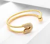 Unieke paperclip goud kleur manchet armband glanzend kristal armband voor vrouwen armbanden armbanden pulseiras Q0717