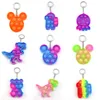 Eenvoudige kuiltje fidget Toys Push Bubble Keychains sensory speelgoed kleurrijke cartoon stress release sleutelketen gemengde stijlen