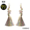 Spiral Spring Cotton Rope Hand-knitted Bohemian Long-range Stream Supo Earrings Colorf Ethnic Wind Ear Hook Women jllNYG