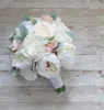 Bröllopsblommor 2021 Vattenfall Röda brudbuketter Konstgjorda pärlor Crystal Bouquet de Mariage Rose