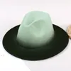 شعر التدرج فيدورا قبعة للنساء الرجال فيدورا السائبة أعلى القبعات الرسمية امرأة رجل واسعة بريم الجاز بنما قبعة أنثى الذكور أزياء حزب قبعات بالجملة