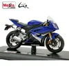 Maisto Yamaha YZF-R6 motorcykelmodell, skala 1:18, blå vit, dö gjuten metall, display kit, samlarobjekt, gåvor leksaker