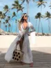 女性用水着女性メルフィーヤー2022コットンホワイトビーチドレス長いカバーアップ女性ビキニチュニックパレオローブプラージビーチウェア衣装