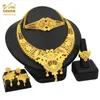 Bijoux Dubai Collier de femmes Ensembles de bijoux de mariage Plaqué or africain Boucles d'oreilles de mariée Bagues Ensemble Designer Bijoux Accessoires H1022