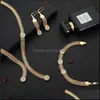 Earrings & Necklace Jewelry Sets Dubai Gold For Women African Bridal Wedding Gifts Party Long Ring Bracelet Set Drop Delivery 2021 Hg0Ej