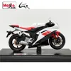 Maisto Yamaha YZF-R6 motorcykelmodell, skala 1:18, blå vit, dö gjuten metall, display kit, samlarobjekt, gåvor leksaker