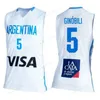 Maglia da basket personalizzata Gianna Manu Ginobili Argentina Stampata 3 colori Camicia Taglia S-4XL Qualsiasi nome e numero Maglie di alta qualità