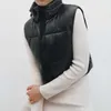 Za mulheres moda grossa casaco quente bolsos do vintage cordão negativo negativo sem mangas de algodão colete outerwear 210602
