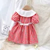 Love DDMM Filles Princesse Robes Été Casual Plaid Plaid Robe confortable Enfants Sweet Costume Enfants Fête Fantaisie 210715