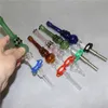 Hookahs Mini Nectar 14mm Nectar Dab Straw Oil Rigs Micro Nectars Set Glass Water Pipe With Meatl Nail /Quartz Tip
