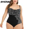 플러스 사이즈 수영복 여성 모노 키니 섹시한 패딩 문자열 수영복 Bodysuit 여성 대형 수영복 6xL 210625