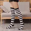 Chaussettes Stocking's Blue And White Stripe Genou Cuisse Cosplay Une Femme 211201