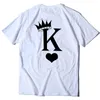 Damska koszulka Para Kobiety T Koszulka Królowa I Królowa Drukuj Śmieszne Femme Koszulki Casual Krótki Rękaw Słodkie Walentynki Tee Topy Kobiety Ubrania