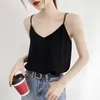 Корейская мода шифон женщины Camis Streetwear сексуальные топы без рукавов черные женские танк плюс размер спагетти ремешок топ 210531