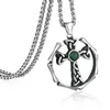 Naszyjniki wisiorek Starożytny Wiking Stal Nierdzewna Irlandzki Krzyż Dla Kobiet Mężczyzn Retro Zielone Łańcuchy Opal Biżuteria Prezenty Urodzinowe MN281