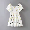 beauty Fashion Sweet Chic Floral Embroidery Summer Dress Women Holiday Cotton Puff Sleeve Lovely Mini Dresses Female 210514