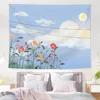 Söt blommor Tapestry Room Decor Kawaii Girl Dorm Wall Hängande Tapiz Moon Night Koreansk Decoration Nature Tenture Väggmålning