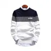 Autunm Pullovers мужская мода полоса причинно-вязаные свитера пуловеры мужские тонкие пригодные для шеи трикотаж мужской бренд одежда 211008