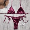 Nieuwe sexy halter glanzende string glitter bikini dames badmode vrouwelijk zwempak twee stukken bikini set bather badpak string 210319