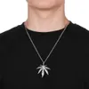 Pendant Necklaces 1Pcs Fashion Maple Leaf Titanium Steel Hemp Glittery Charm Chain Gift Hip Hop Jewelry Accessories