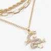 Pendant Necklaces Vintage Gold Silver Color Metal Collar Multilevel Necklace For Women Female Fashion Rope Chain Crystal Dragon Jewelry