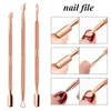 Nail Files 1/3pcs Gold Stainless Steel Cuticle Pusher Art Pedicure Manicure Tools File Dead Skin Push Remover Prud22