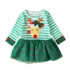 Girl's Dresses Baby Girl Dress For Year 2022 Christmas Clothes Long Sleeve Striped Xmas Tutu Mini Girls Infant Toddler