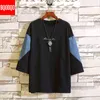 3/4 Krótki rękaw T Shirt Mężczyźni Dzianiny Hip Hop Męskie Bawełna Plus Rozmiar Tshirt 5XL O-Neck Summer Tees Moda Running Causal Tshirts G1229