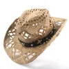 Cloches Womem Mannen Stro Western Cowboy Cowgirl Hombre Sombrero Cap Handwerk Weave Badmeester Hoeden Drop6466129255K