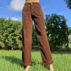 Bruin y2k joggingbroek khaki corduroy broek vrouwen mode vintage 90s harajuku lange hoge taille rechte broek vrouwelijke 210510