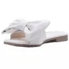 Large Summer One Line Solid Color Bow Flat Slipper 43