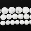 Wojiaer Round Ball Stone Spacer Beads Loose Natural White Fringquoise DIY Make Goyly Bracelet Accessory15 1/2 inches by904