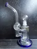 Heady Glass Bongs Recycler Bong Unique Green Blue Sidecar Hookahs Vattenrör Duschhuvud PERC PERCOLATOR OIL DAB RIGS 14.4mm Joint Sestshop