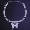 Stonefans - Collier ras du cou cubain papillon pour femme, bijoux de créateur, mignon, hip-hop, avec pendentif en diamant Q0809