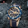 Navorce sport horloges voor mannen luxe merk blauw militair lederen polshorloge man klok mode chronograph polswatch x0625