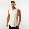 Running Jerseys 2021 Bomull Ärmlös Tröjor Sport Tank Topp Män Fitness Skjorta Bodybuilding Workout Gym Vest Undershirt