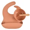 Ciotola di colore della caramella + cucchiaio / set utensili Utensili Soft Silicone Cucchiaio Sicurezza Baby Learning Spoon antiscivolo Bambini Ubicazione alimentare Strumento di alimentazione facile da risciacquare