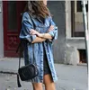 Denim Trench Coat Plus Size Odzieży Wierzchniej Płaszcze Kobiety Ripped Jacket Duże rozmiary Urban Casual Loose Damska Odzież Wygodne Odzież Street Cool Girl Four Seasons